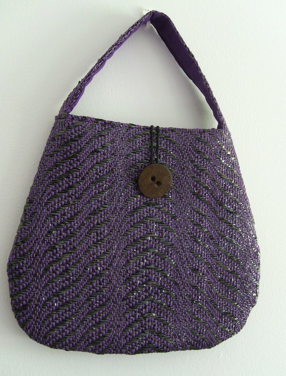 Handwoven Glossy handbag / evening bag, made from recycled materials