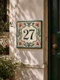 Personalized Art Nouveau Floral Ceramic House Number Tile, Botanical Address Plaque