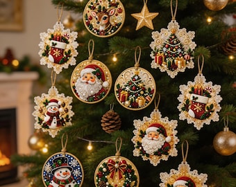 Kit per decorazione natalizia con diamanti, 2 stili di decorazioni natalizie fai da te in acrilico da appendere, set creativo per le vacanze per adulti