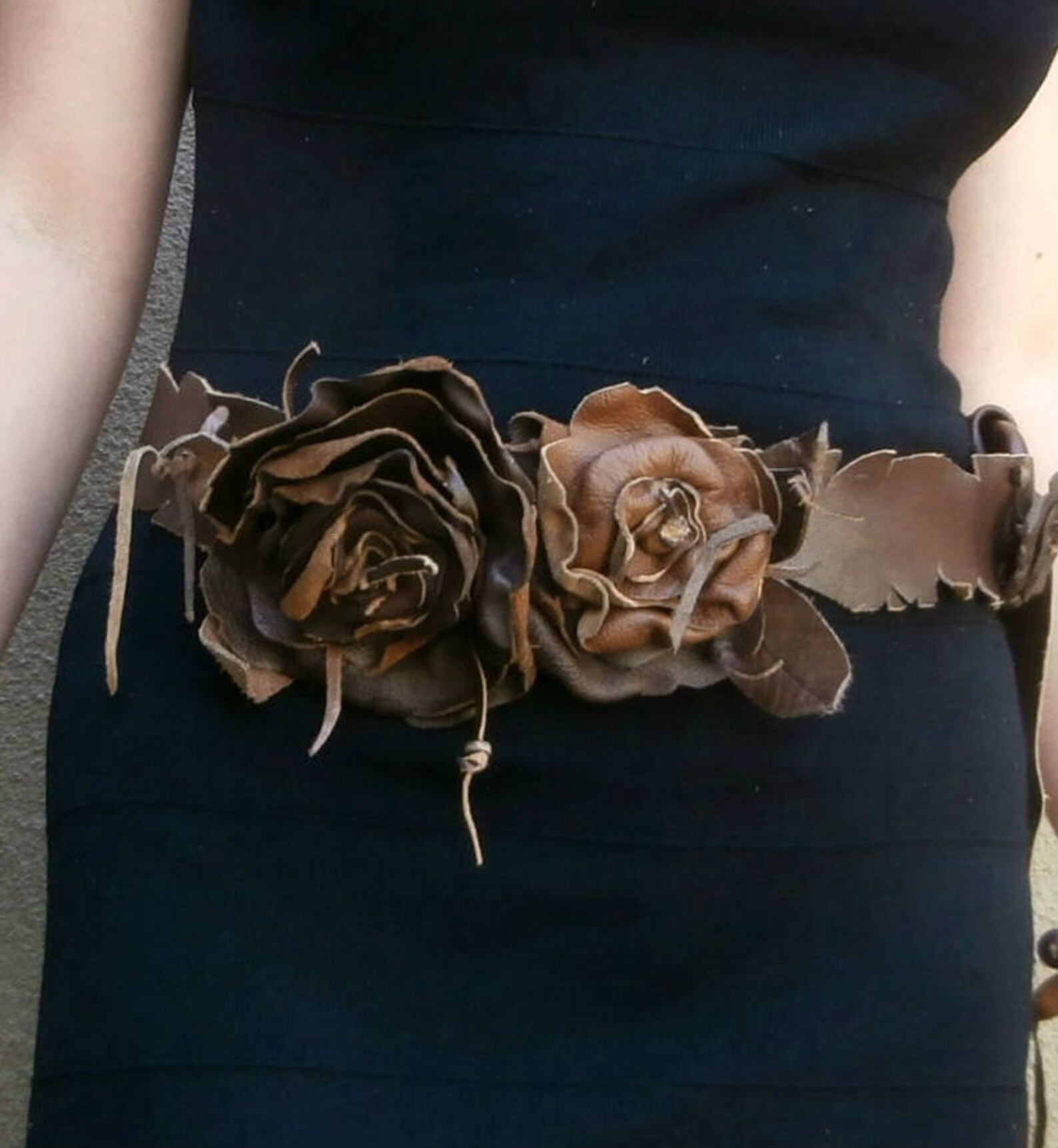 Leather Flower Belt Etsy