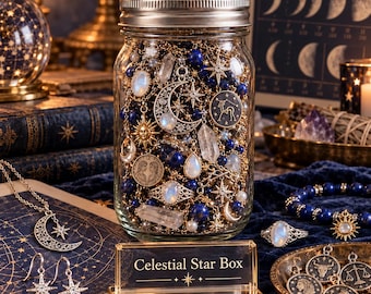 Jewelry Mystery Box Jar, Style Surprise Jewelry Gift, Boho Gothic Minimal Celestial Princess Nature Vintage Animal Charm Blind Box, Gift Set