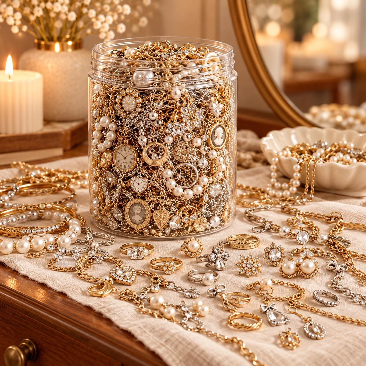 ミステリーアクセサリー　ビンテージジュエリーセット② Mystery jewelry jar - Etsy 日本