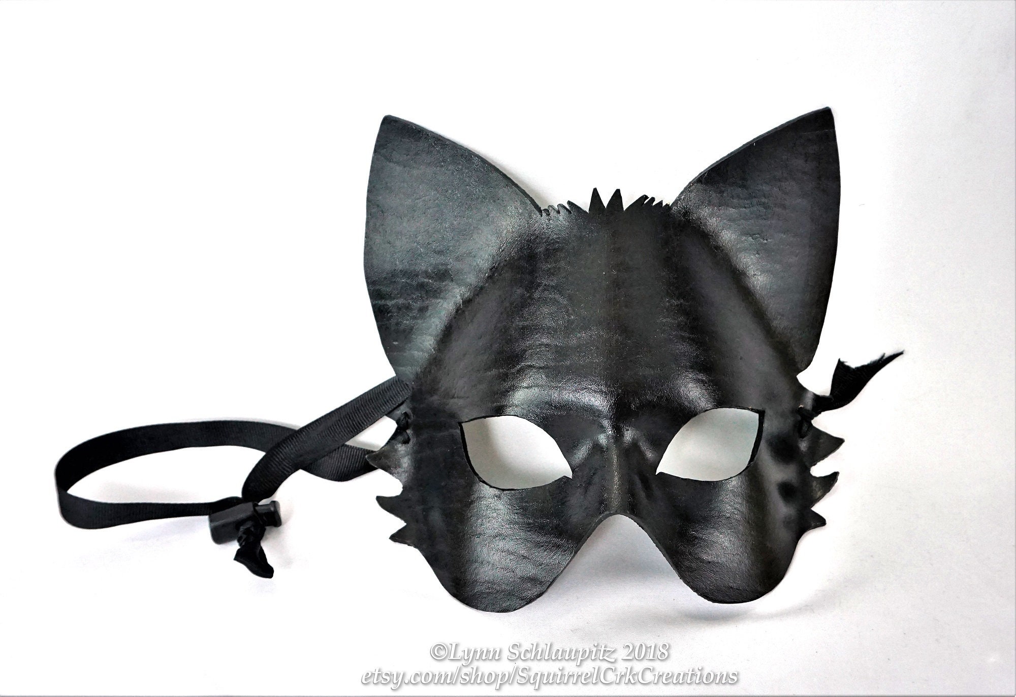 Cat Mask Animal mask Leather Black Cat mask LARP Role | Etsy