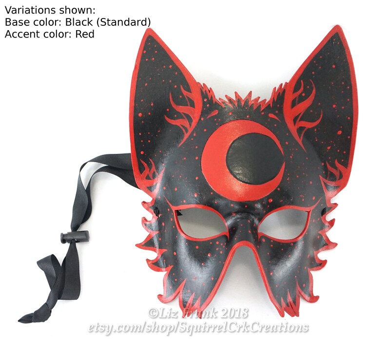 Wolf Mask Leather Half Mystic Moon Fox mask Animal mask | Etsy