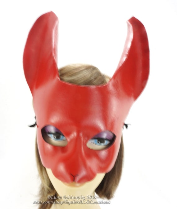 Cosplay Animal mask Fantasy DIY Mardi gras Theatre Black Leather mask Halloween Bunny Rabbit Mask Rabbit costume larp