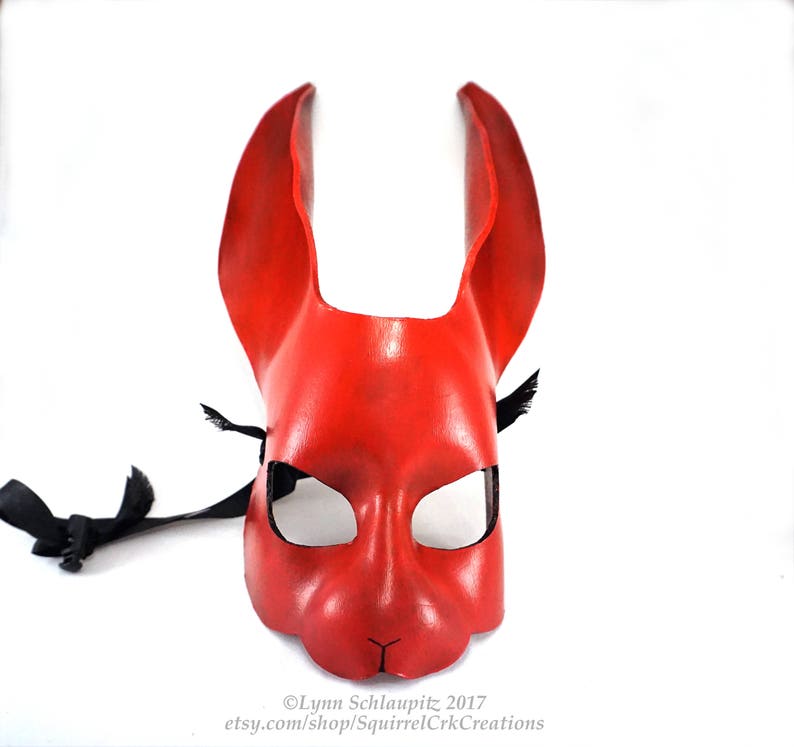 Cosplay Animal mask Fantasy DIY Mardi gras Theatre Black Leather mask Halloween Bunny Rabbit Mask Rabbit costume larp