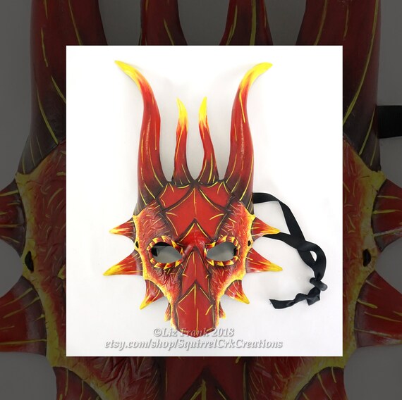 Dragon Mask Leather Dragon larp Fire Dragon Fantasy Mask Etsy