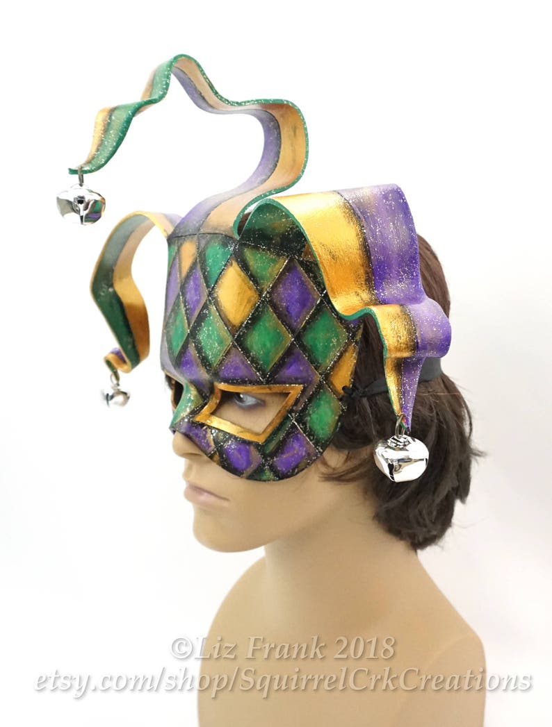 Jester Mask Leather Mardi Gras Mask LARP Garb Joker Costume Etsy