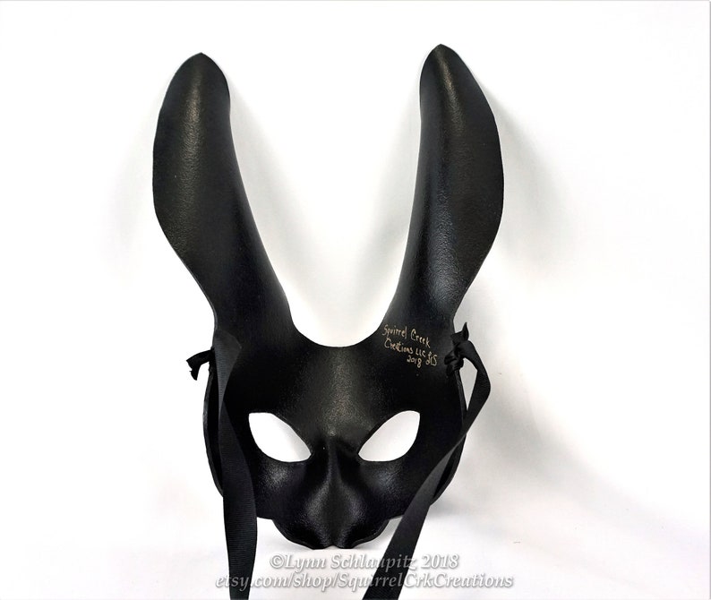 Cosplay Animal mask Fantasy DIY Mardi gras Theatre Black Leather mask Halloween Bunny Rabbit Mask Rabbit costume larp