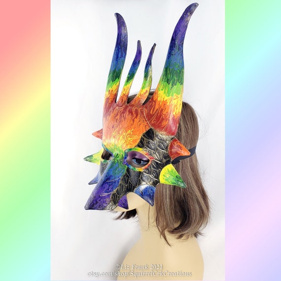 Rainbow Mask Handpour Acrylic Colorful Pour Style Etsy