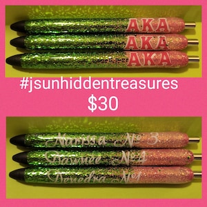 Glitter epoxy pens AKA sorority themed. Personalized