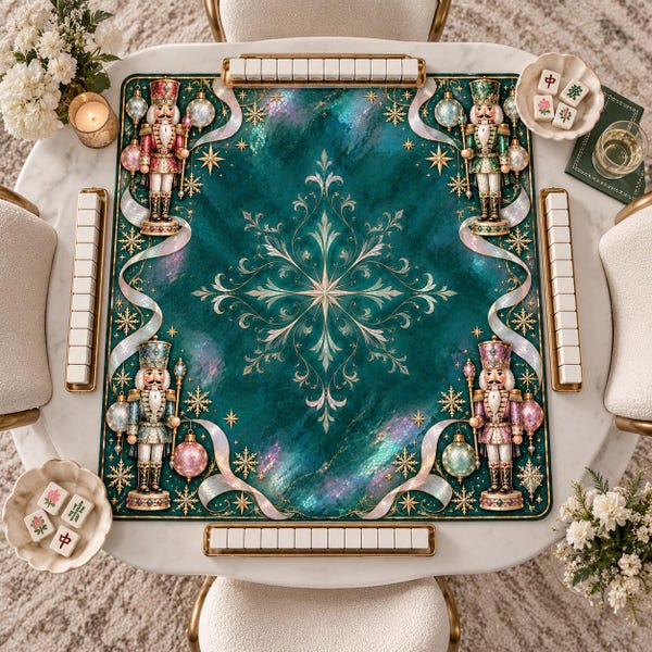 Nutcracker Mahjong Mat, Christmas Mahjong Mat, Mah Jongg Mat, Pearlescent Holiday Game Mat, Christmas Mahjong Gift for Her 31.5 inch