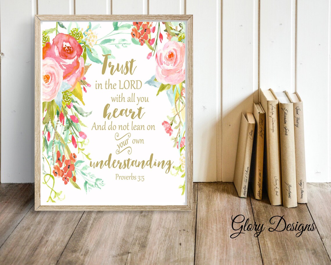 Printable Bible Verse Printable Trust in the Lord With All | Etsy
