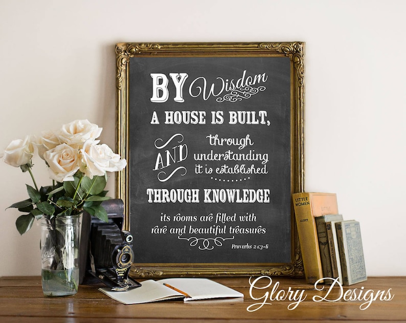 Printable, By wisdom a house is built printable, Bible Verse, Scripture printable, Scripture art, Proverbs 24: 3-6 print, Printable Proverbs 