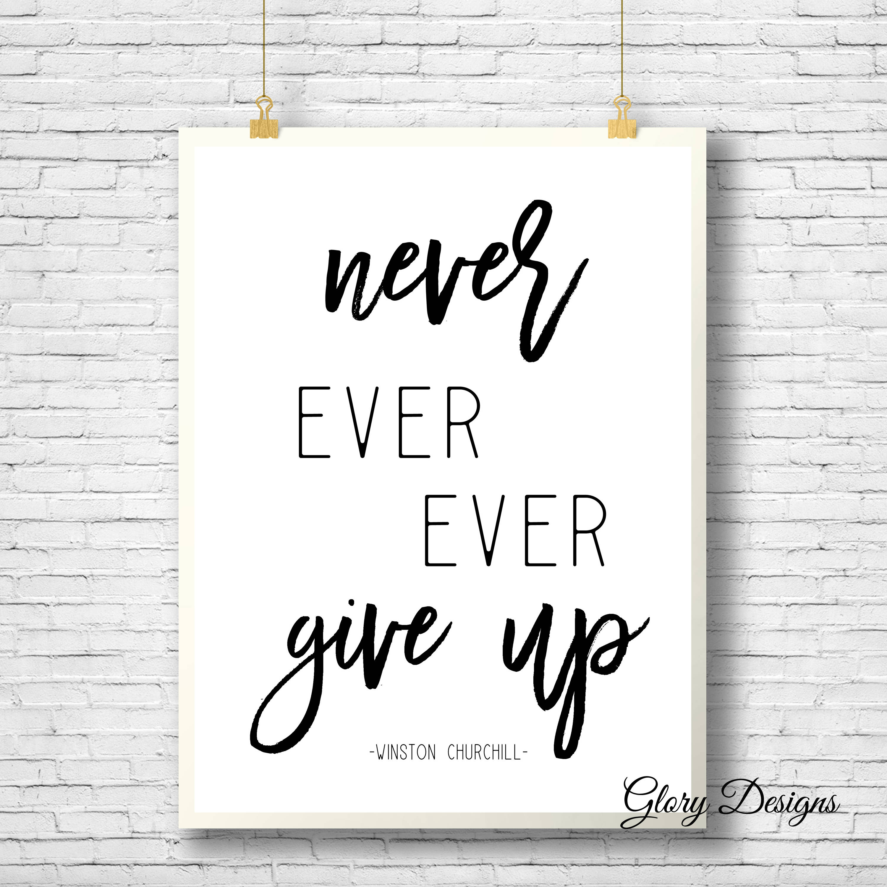 Printable Never ever ever Give up printable Inspirational | Etsy