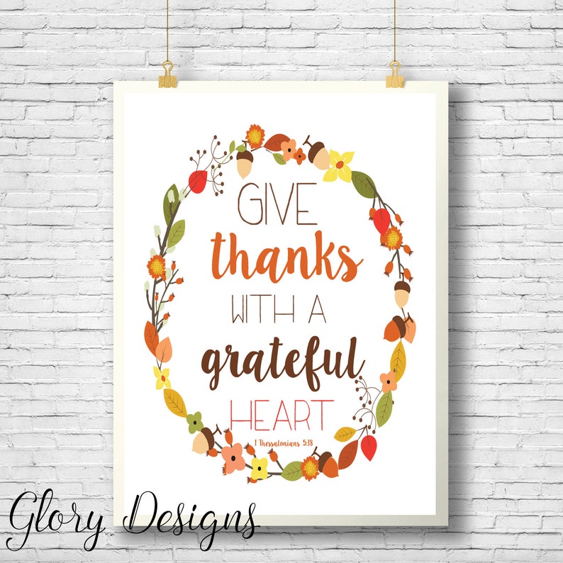 Bible Verse Give Thanks With a Grateful Heart Fall Themed - Etsy