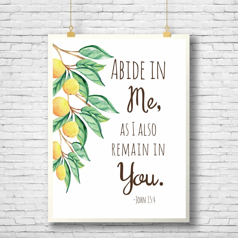 PRINTABLE Bible Verse Printable Abide in Me Print John 15:4 - Etsy
