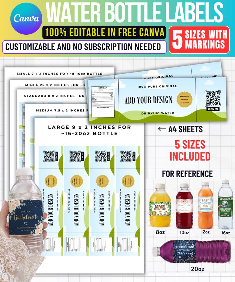 Property Label Sample Party Favor Template Mega Bundle, Editable Canva Chip Bags, Soda Labels ...