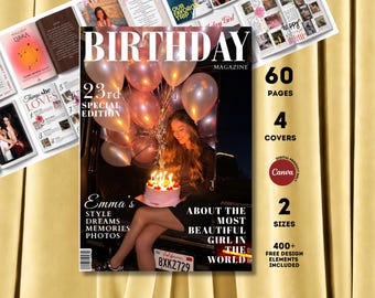 Birthday Magazine Template | Personalized Birthday gift for sister or bestie | 18th Birthday gift | Custom Magazine Template | Canva Digital