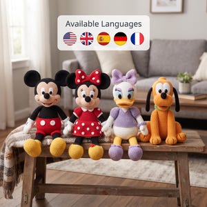 Musse Minnie Daisy Pluto Amigurumi Virkmönsterpaket PDF Disney Virkmönster Direkt Nedladdning