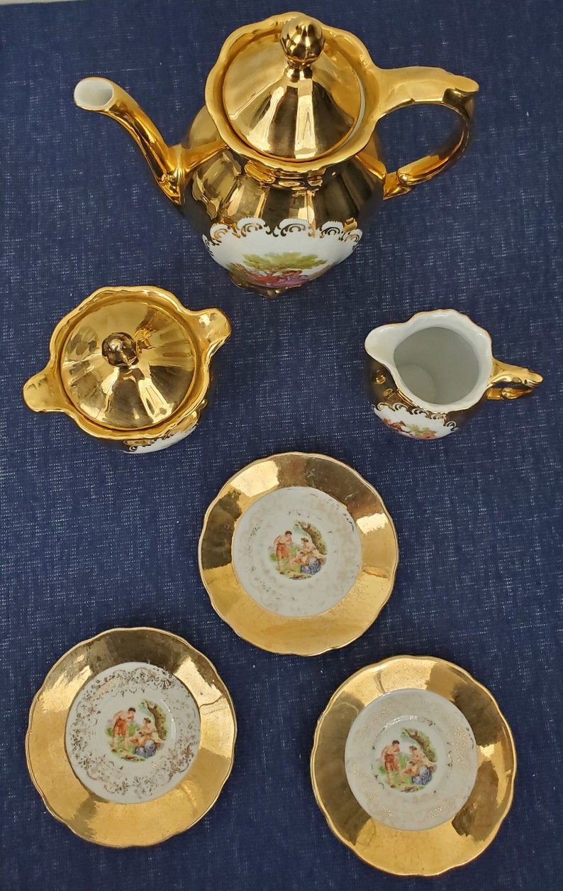 Vintage Rare Porcelain STW Bavaria Gold Tea Set 11 Piece Made in ...
