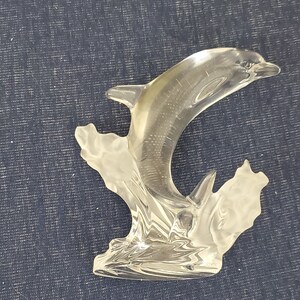 Lenox Glass Crystal Dolphin Figurine Frosted Waves Vintage 1994 Signed and Dated