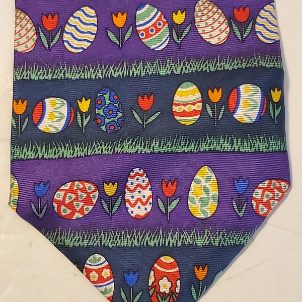 Easter Egg Hunt Necktie Tie from Alynn Neckwear 100% Silk made in USA 56" x 3.5"