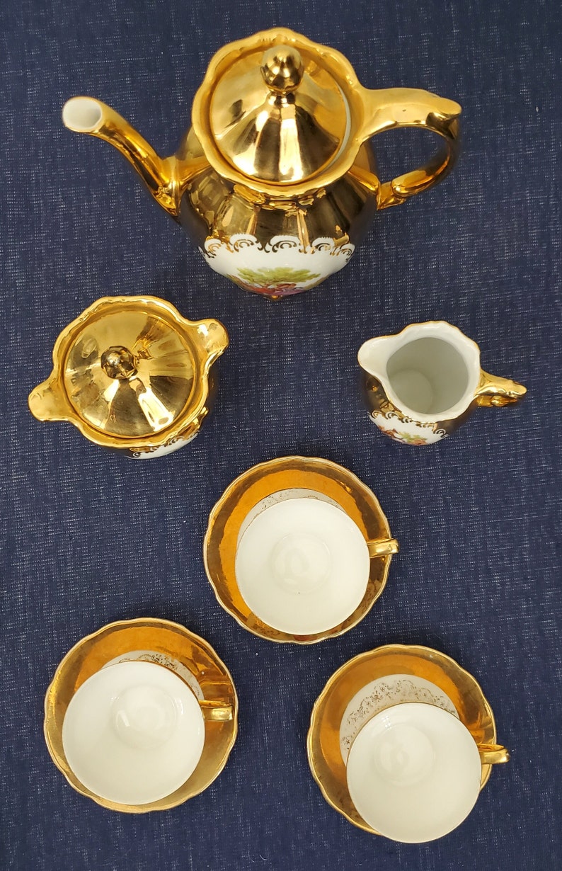 Vintage Rare Porcelain STW Bavaria Gold Tea Set 11 Piece Made in ...