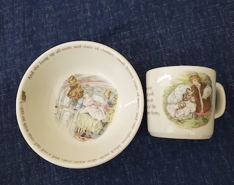 Wedgwood Mrs. Tiggy-Winkle Beatrix Potter Peter Rabbit bowl 5.75" & Cup/Mug