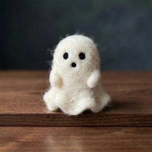 Kit de fieltro con aguja de fantasma para principiantes / Materiales de lana + Guía paso a paso, Manualidades DIY, Pasatiempo para aliviar el estrés, Regalo de Halloween, Decoración espeluznante