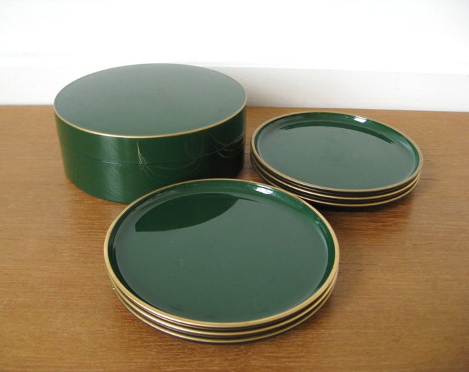 Otagiri Japan Green Lacquerware Coasters With Box Etsy