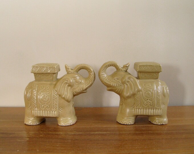 Ceramic Elephant Bookends or Figurines Miniature Versions of Etsy