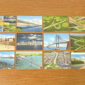 20 Miniature New Jersey Turnpike and New York City Miniature Views, kleine 2 1/2 x 3 3/4 inch Souvenir Postkarten in perfektem Zustand