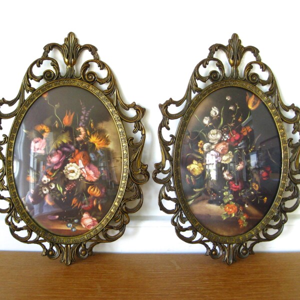 Italian bubble glass filigree frames, marked made in Italy, 7 by 10 inches