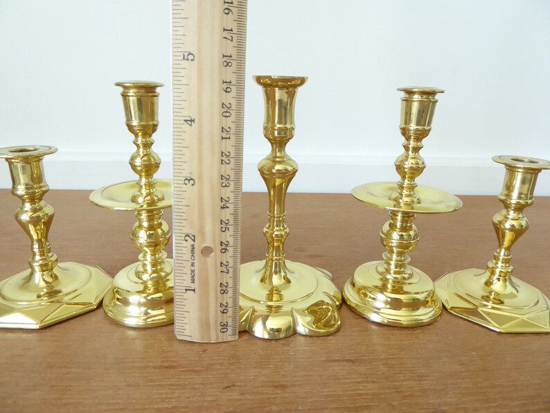 Five small Baldwin Brass historical reproduction candlesticks Etsy