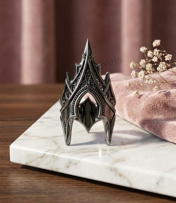 Gothic Armour Ring, Elven Fantasy Armor Ring, 925 Sterling Silver Statement Claw Ring, Dark Aesthetic Full Finger Punk Ring, Cosplay Jewelry