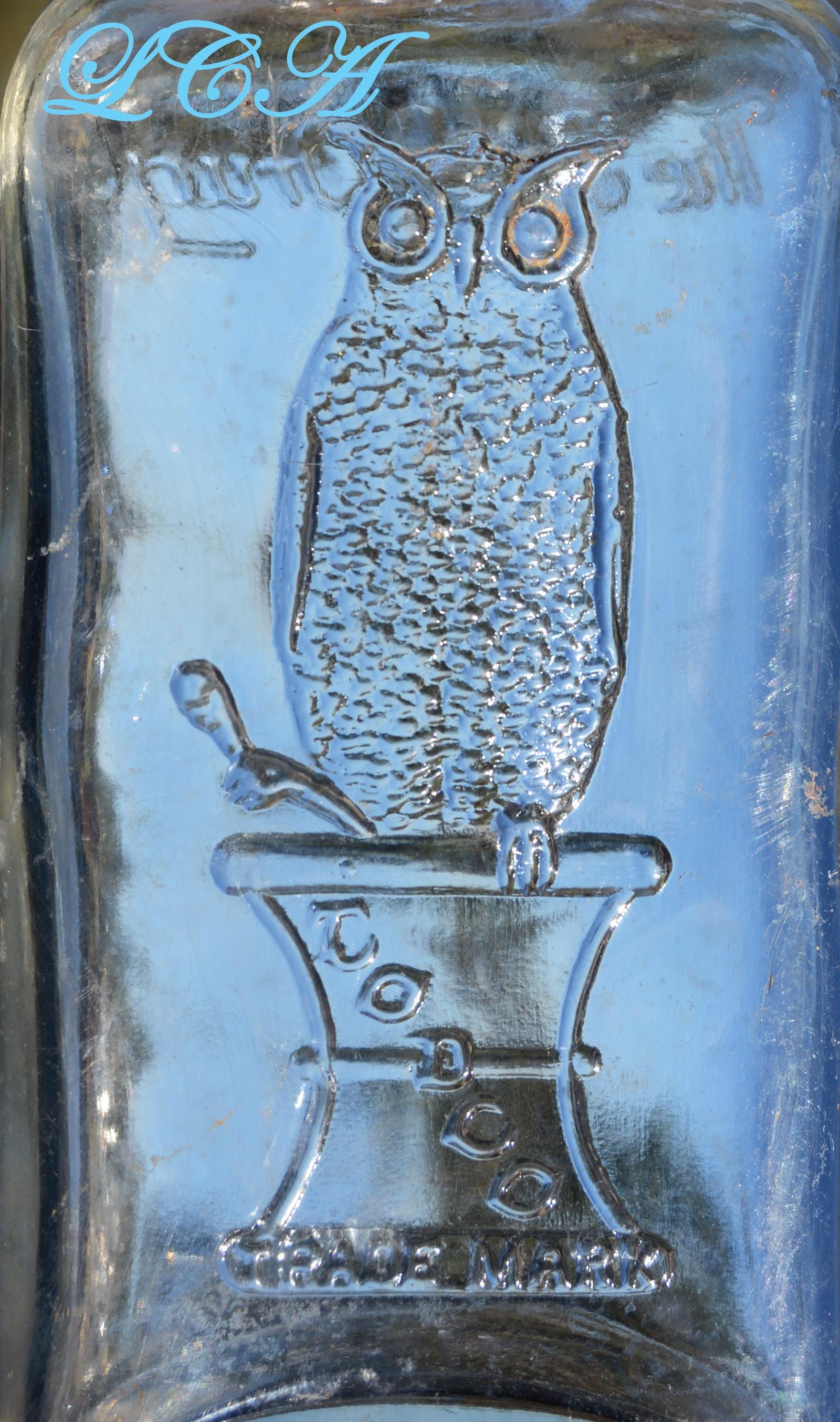 OLD Antique OWL DRUG Co Bottle W/ Pic of Owl San Francisco - Nice