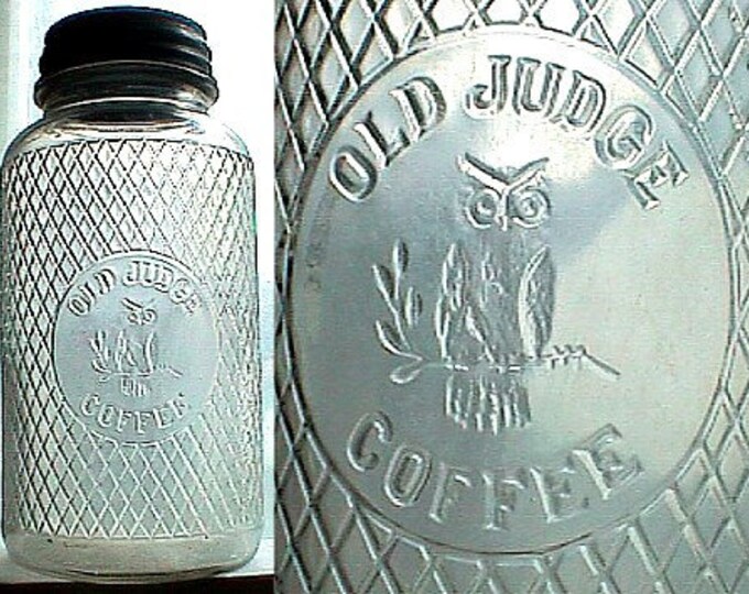 Antique OLD JUDGE Coffee Jar W/ Excellent Embossed Pic of OWL Etsy