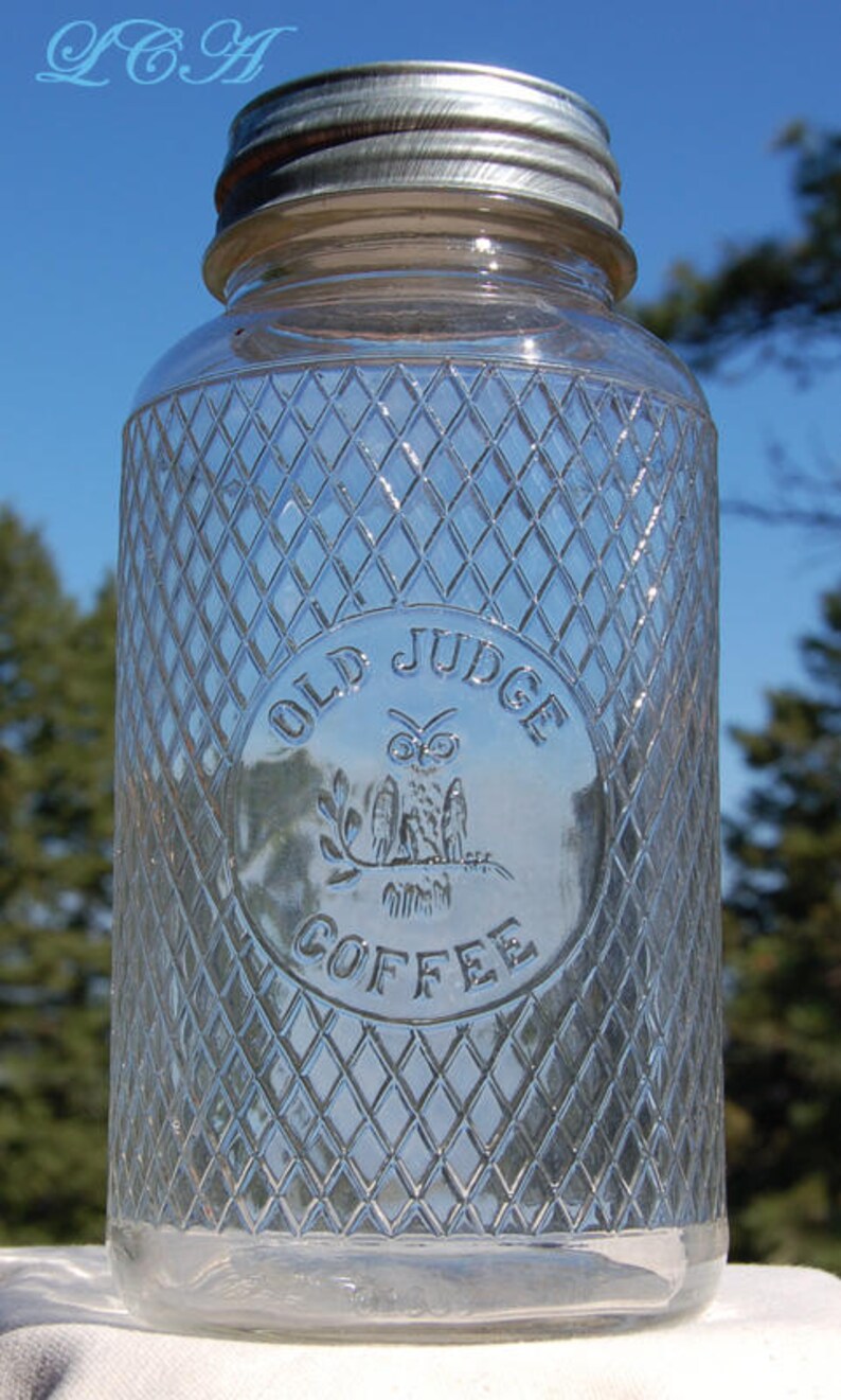 Antique OLD JUDGE Coffee Jar W/ Excellent Embossed Pic of OWL Etsy