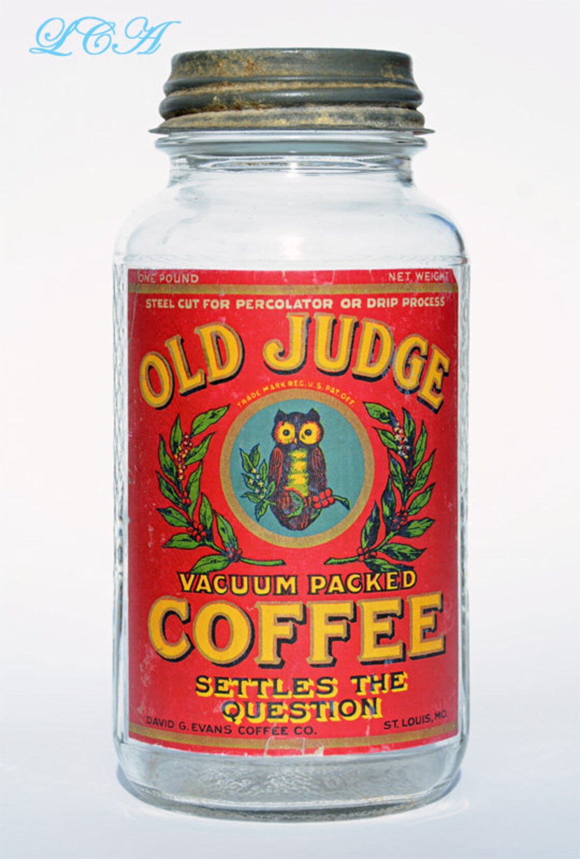 Antique OLD JUDGE Coffee Jar W/ Excellent Embossed Pic of OWL Etsy