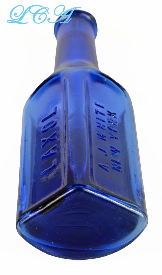 Antique LAXOL - SHAKER Community Bottle Dark COBALT Blue Color