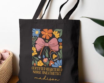 CRNA Gift | Personalized Nurse Anesthetist Tote Bag | Custom CRNA Graduation Gift | Certified Registered Nurse Anesthetist Appreciation Gift