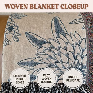 Manta personalizada para abuela, regalo para el día de los abuelos, para abuela Nana, Mimi, regalo personalizado para abuela, regalo de cumpleaños para abuela Chinoiserie 2 Woven Cotton