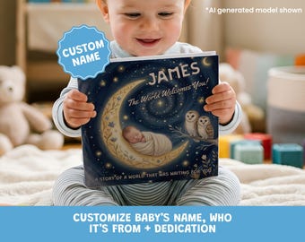 Gepersonaliseerde babyboek met naam, aangepast verhalenboek voor het slapengaan, babyshowercadeau, eerste verjaardagscadeau, aandenken pasgeborene, aangepast cadeau voor baby
