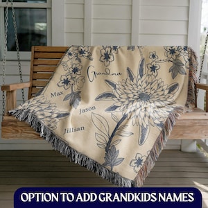 Manta personalizada para abuela, regalo para el día de los abuelos, para abuela Nana, Mimi, regalo personalizado para abuela, regalo de cumpleaños para abuela Chinoiserie imagen 11