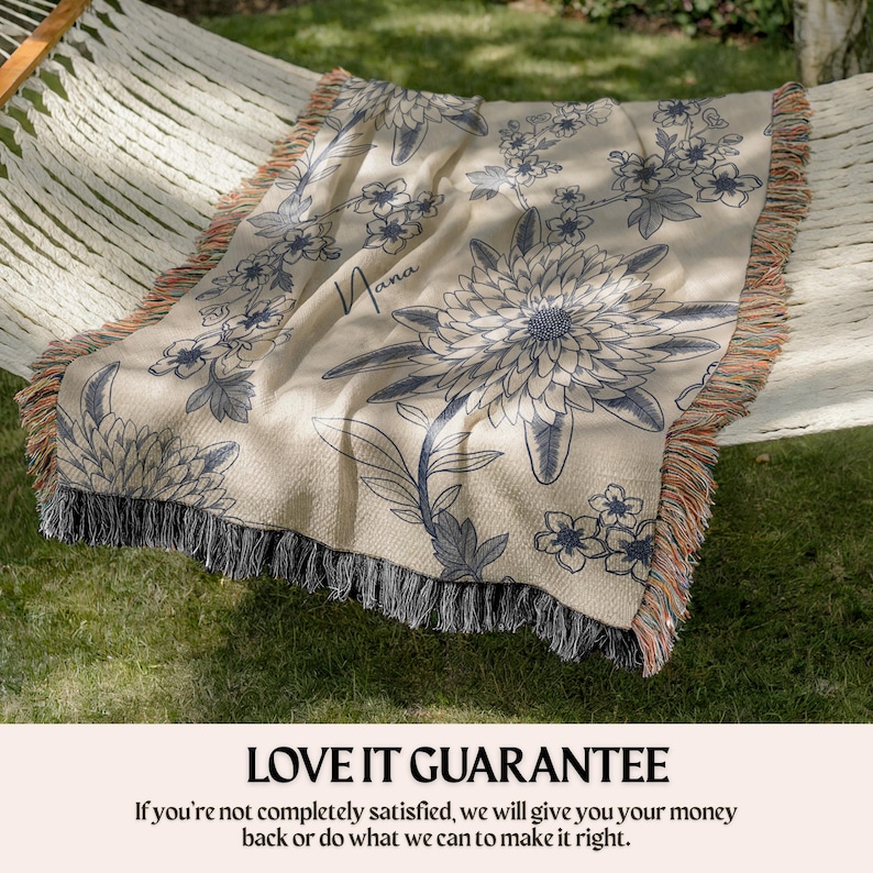 Manta personalizada para abuela, regalo para el día de los abuelos, para abuela Nana, Mimi, regalo personalizado para abuela, regalo de cumpleaños para abuela Chinoiserie imagen 12
