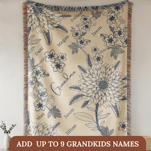 Manta personalizada para abuela, regalo para el día de los abuelos, para abuela Nana, Mimi, regalo personalizado para abuela, regalo de cumpleaños para abuela Chinoiserie imagen 13