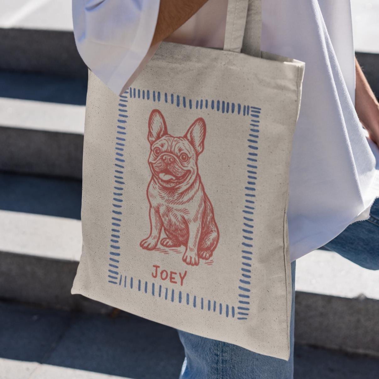 InnoBeta French Bulldog Tote Bag Set - Canvas Important Frenchie Lover Mom Bag With Makeup Pouch