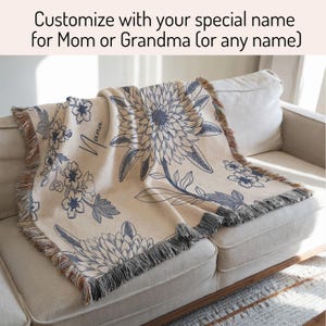 Manta personalizada para abuela, regalo para el día de los abuelos, para abuela Nana, Mimi, regalo personalizado para abuela, regalo de cumpleaños para abuela Chinoiserie imagen 6
