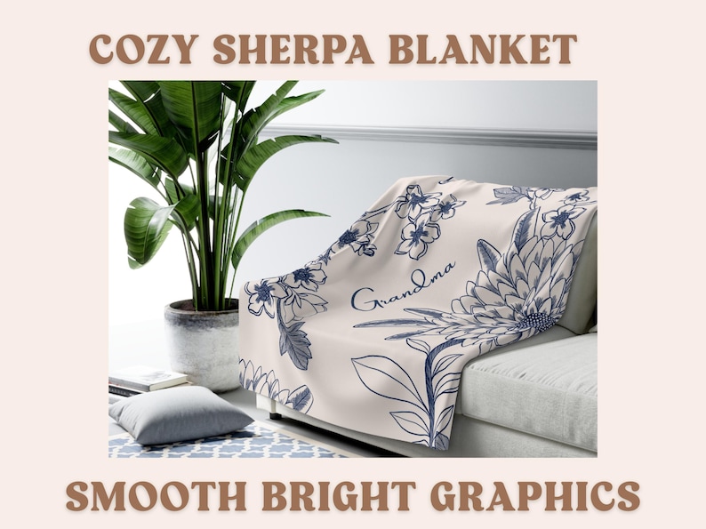 Manta personalizada para abuela, regalo para el día de los abuelos, para abuela Nana, Mimi, regalo personalizado para abuela, regalo de cumpleaños para abuela Chinoiserie imagen 14